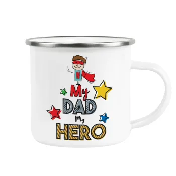 My Dad, my Hero!!!, Κούπα Μεταλλική εμαγιέ λευκη 360ml