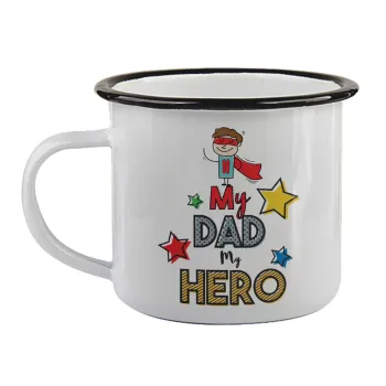 My Dad, my Hero!!!, Κούπα εμαγιέ με μαύρο χείλος 360ml