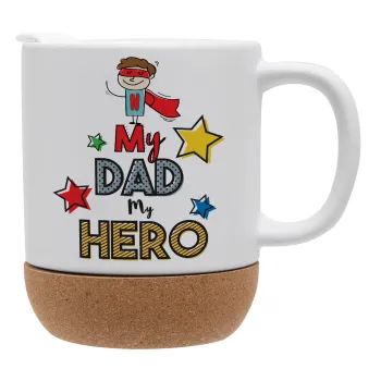 My Dad, my Hero!!!, Κούπα, κεραμική με βάση φελού και καπάκι (ΜΑΤ), 330ml