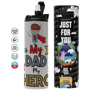 My Dad, my Hero!!!, Tumbler stainless steel GREY 600ml