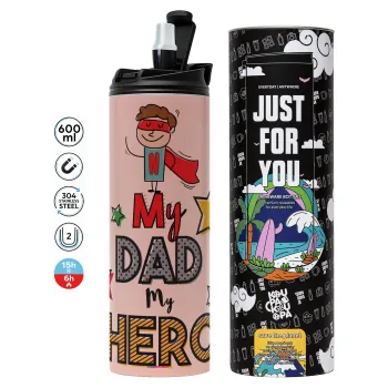 My Dad, my Hero!!!, Tumbler stainless steel PINK 600ml