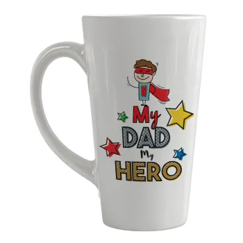 My Dad, my Hero!!!, Κούπα κωνική Latte Μεγάλη, κεραμική, 450ml