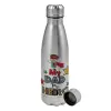 Metallic water bottle, stainless steel, 750ml