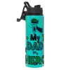 Metallic water bottle with safety lid, 850ml aluminum