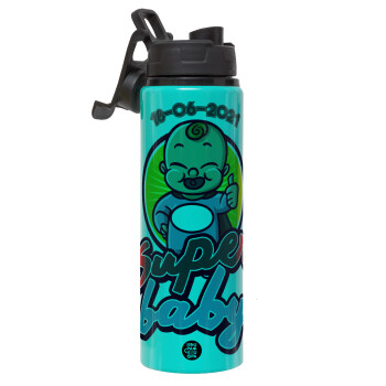 Super baby., Metallic water bottle with safety lid, 850ml aluminum
