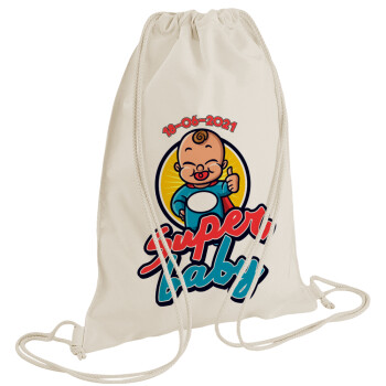 Super baby., Τσάντα πλάτης πουγκί GYMBAG natural (28x40cm)