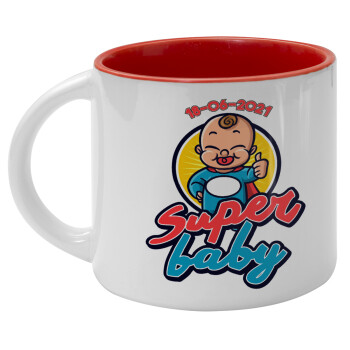Super baby., Κούπα κεραμική 400ml Λευκή/Κόκκινη