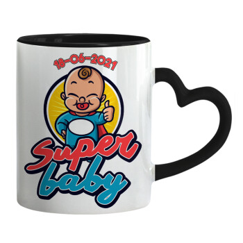 Super baby., Mug heart black handle, ceramic, 330ml