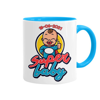 Super baby., Mug colored light blue, ceramic, 330ml