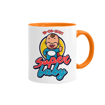 Super baby., Mug colored orange, ceramic, 330ml