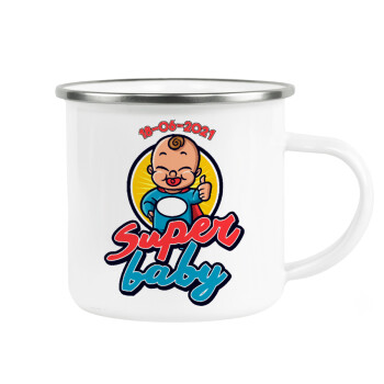Super baby., Metallic enamel cup white 360ml