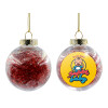 Transparent Christmas tree ball ornament with red filling 8cm