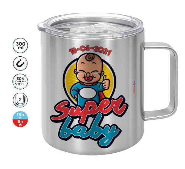Super baby. — Κούπα Ανοξείδωτη διπλού τοιχώματος 300ml με καπάκι διατήρησης θερμοκρασίας