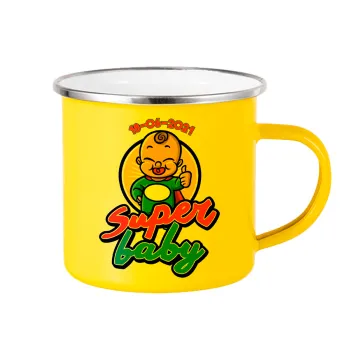 Super baby., Yellow Enamel Metallic Cup 360ml