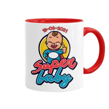 Super baby., Mug colored red, ceramic, 330ml