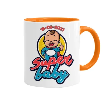 Super baby., Mug colored orange, ceramic, 330ml