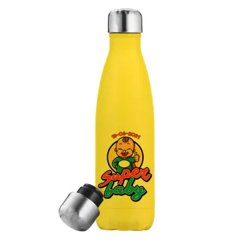 Super baby., Yellow Stainless Steel Metallic Thermos, double-walled, 500ml