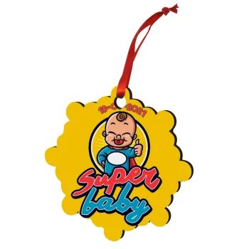 Super baby., Στολίδι Χριστουγεννιάτικο στολίδι snowflake ξύλινο 7.5cm