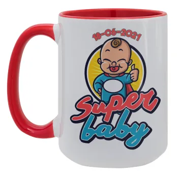 Super baby., Κούπα Mega 15oz, κεραμική Κόκκινη, 450ml