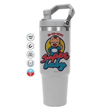 Super baby., GREY color, 890ml (30oz) stainless Steel Tumbler with Handle
