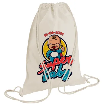 Super baby., Backpack bag GYMBAG natural (28x40cm)