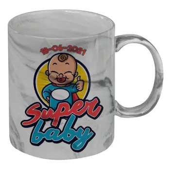 Super baby., Mug ceramic marble style, 330ml