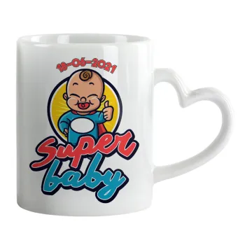 Super baby., Mug heart handle, ceramic, 330ml