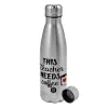 Metallic water bottle, stainless steel, 750ml