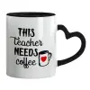 Mug heart black handle, ceramic, 330ml