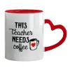 Mug heart red handle, ceramic, 330ml