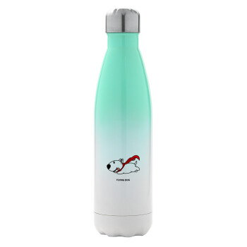 Flying DOG, Μεταλλικό παγούρι θερμός Πράσινο/Λευκό (Stainless steel), διπλού τοιχώματος, 500ml