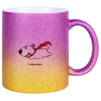 Flying DOG, Κούπα Χρυσή/Ροζ Glitter, κεραμική, 330ml