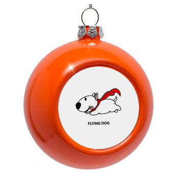 Flying DOG, Orange Christmas tree ornament bauble 8cm