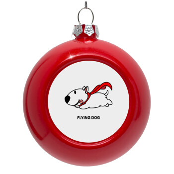 Flying DOG, Red Christmas tree ornament bauble 8cm