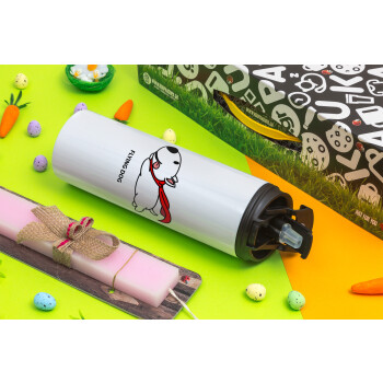 Flying DOG, Easter candle,Travel Tumbler 2 Lids, with metal straw & cleaning brush & aromatic flat candle (30cm) (PINK)