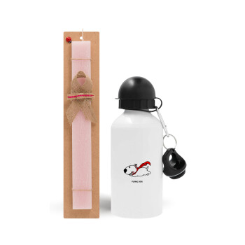Flying DOG, Easter Set, metallic aluminum bottle (500ml) & aromatic flat Easter candle (30cm) (PINK)