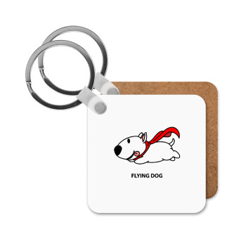 Flying DOG, Μπρελόκ Ξύλινο τετράγωνο MDF