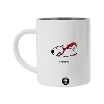 Flying DOG, Λευκή Ανοξείδωτη Μεταλλική Κούπα 450ml - Διπλού Τοιχώματος 