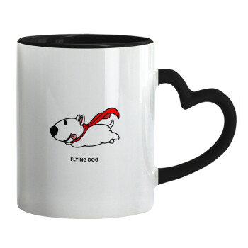 Flying DOG, Mug heart black handle, ceramic, 330ml