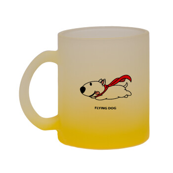 Flying DOG, Κούπα γυάλινη δίχρωμη με βάση το κίτρινο ματ, 330ml