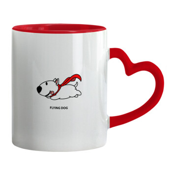 Flying DOG, Mug heart red handle, ceramic, 330ml