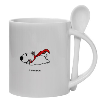 Flying DOG, Ceramic coffee mug with Spoon, 330ml (1pcs)