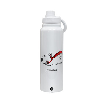 Flying DOG, 1L Stainless Steel Thermal Bottle with Phone Holder & Double Wall Insulation