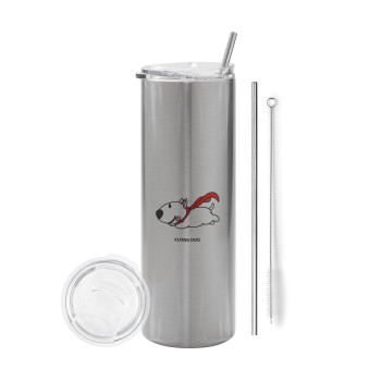 Flying DOG, Tumbler stainless steel Silver 600ml, with metal straw & cleaning brush