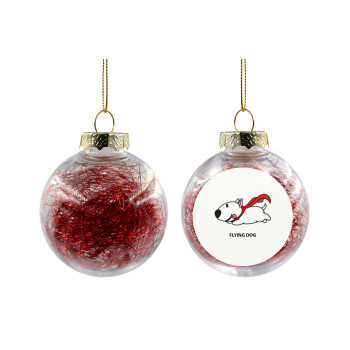 Flying DOG, Χριστουγεννιάτικη μπάλα δένδρου διάφανη με κόκκινο γέμισμα 8cm