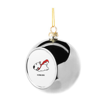 Flying DOG, Χριστουγεννιάτικη μπάλα δένδρου Ασημένια 8cm