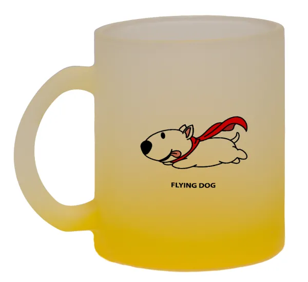 Flying DOG — Two-tone glass mug with matte yellow base, 330ml