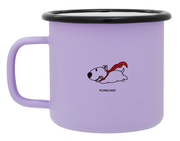 Flying DOG — Metal enamel mug, matte light pastel purple, 360ml