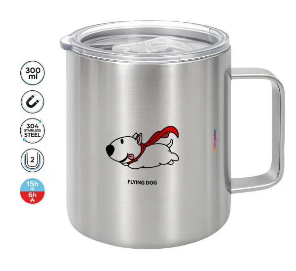 Flying DOG — Double-walled stainless steel mug 300ml with temperature-retaining lid
