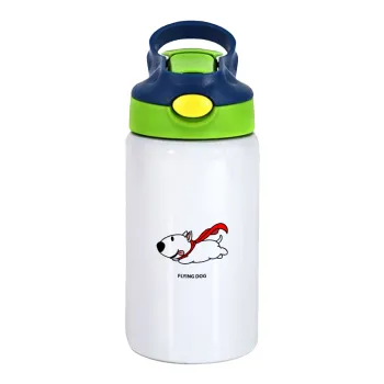 Flying DOG, Παιδικό παγούρι θερμό, ανοξείδωτο, με καλαμάκι ασφαλείας, πράσινο/μπλε (350ml)